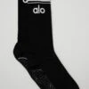 Women's Throwback Barre Sock - Black/White 2 Women's Throwback Barre Sock - Black/White -Alo Yoga Shop A0263W 0100 b1 a1