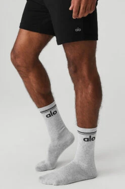 Unisex Throwback Sock - Athletic Heather Grey/Black -Alo Yoga Shop A0357U 03905 b1 a2 m54
