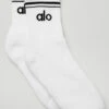 Unisex Half-Crew Throwback Sock - White/Black -Alo Yoga Shop A0480U 0001 b1 a1