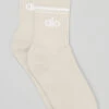 Unisex Half-Crew Throwback Sock - Bone/White 2 Unisex Half-Crew Throwback Sock - Bone/White -Alo Yoga Shop A0480U 03083 b1 a1