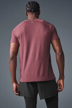 Triumph Raglan Tee - Burgundy Truffle -Alo Yoga Shop M1133R 05815 b1 s1 a2 1 m221