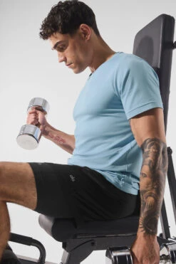 Conquer Reform Crewneck Short Sleeve - Celestial Blue -Alo Yoga Shop M1205R 05816 b1 s1 a4 1 m214