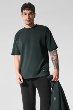 Double Take Short Sleeve - Charcoal Green