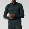 Conquer 1/4 Zip Reform Long Sleeve - Charcoal Green -Alo Yoga Shop M3193R 06021 b1 s1 a1 1 m221
