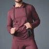 Conquer Reform Long Sleeve With Hood - Burgundy Truffle -Alo Yoga Shop M3199R 05815 b1 s1 a1 1 m226