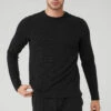 Micro Waffle Fast Break Long Sleeve Tee - Black 2 Micro Waffle Fast Break Long Sleeve Tee - Black -Alo Yoga Shop M3200R 01 b1 s3 a1 1 m108
