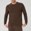 Micro Waffle Fast Break Long Sleeve Tee - Espresso -Alo Yoga Shop M3200R 04064 b1 s3 a1 1 m108