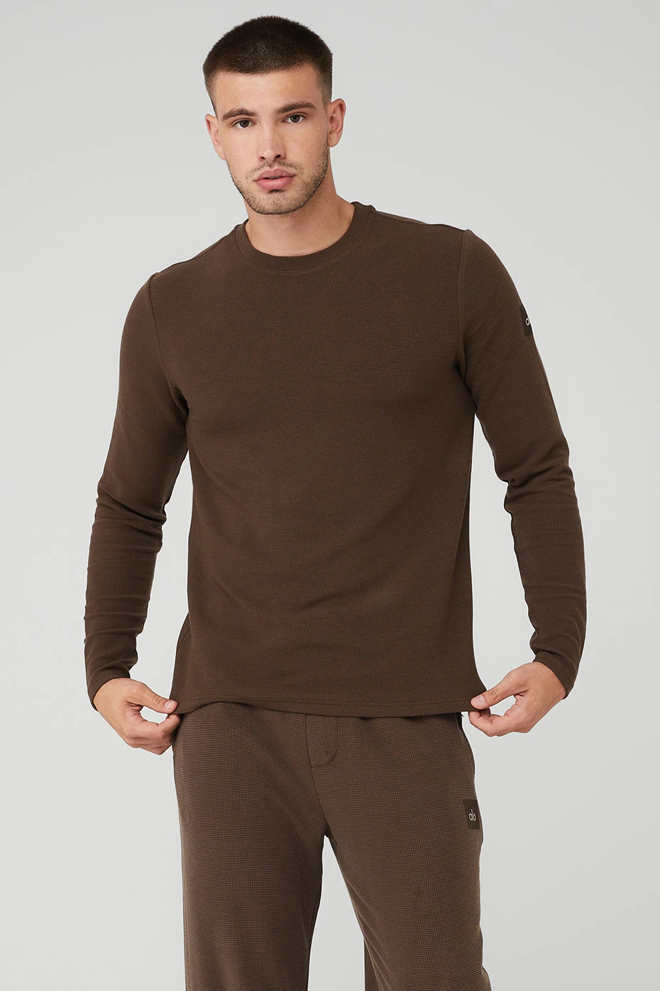 Micro Waffle Fast Break Long Sleeve Tee - Espresso 3 Micro Waffle Fast Break Long Sleeve Tee - Espresso