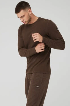 Micro Waffle Fast Break Long Sleeve Tee - Espresso 8 Micro Waffle Fast Break Long Sleeve Tee - Espresso -Alo Yoga Shop M3200R 04064 b1 s3 a3 1 m108