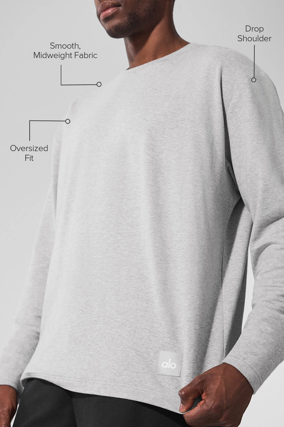 Double Take Long Sleeve Crew - Athletic Heather Grey 4 Double Take Long Sleeve Crew - Athletic Heather Grey - Image 2