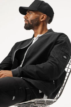 Division Ripstop Bomber Jacket - Black -Alo Yoga Shop M4141R 01 b1 s3 a4 1 m93