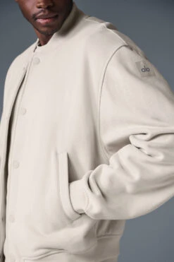 Renown Varsity Jacket - Bone -Alo Yoga Shop M4144R 03040 b1 s1 a3 1 m221