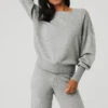 Cashmere Jet Set Crew - Dove Grey Heather 1 Cashmere Jet Set Crew - Dove Grey Heather -Alo Yoga Shop W3524R 02288 b1 s1 a1 1 m18