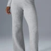 Cashmere High-Waist Plush Waffle Pant - Athletic Heather Grey -Alo Yoga Shop W3742R 02910 b1 s1 a5 1 m196
