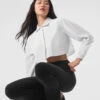 Cropped Take Me Out Button Up - White -Alo Yoga Shop W3747R 00 b1 s1 a1 1 m54