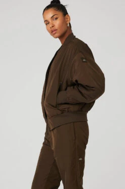 Faux Fur Urbanite Bomber - Espresso/Ivory -Alo Yoga Shop W4495R 04583 b1 s1 a2 1 m18