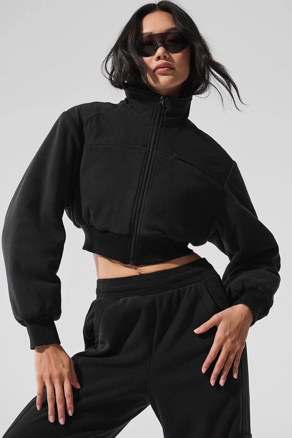 Polar Fleece Cropped Wintry Mix Jacket - Black 3 Polar Fleece Cropped Wintry Mix Jacket - Black