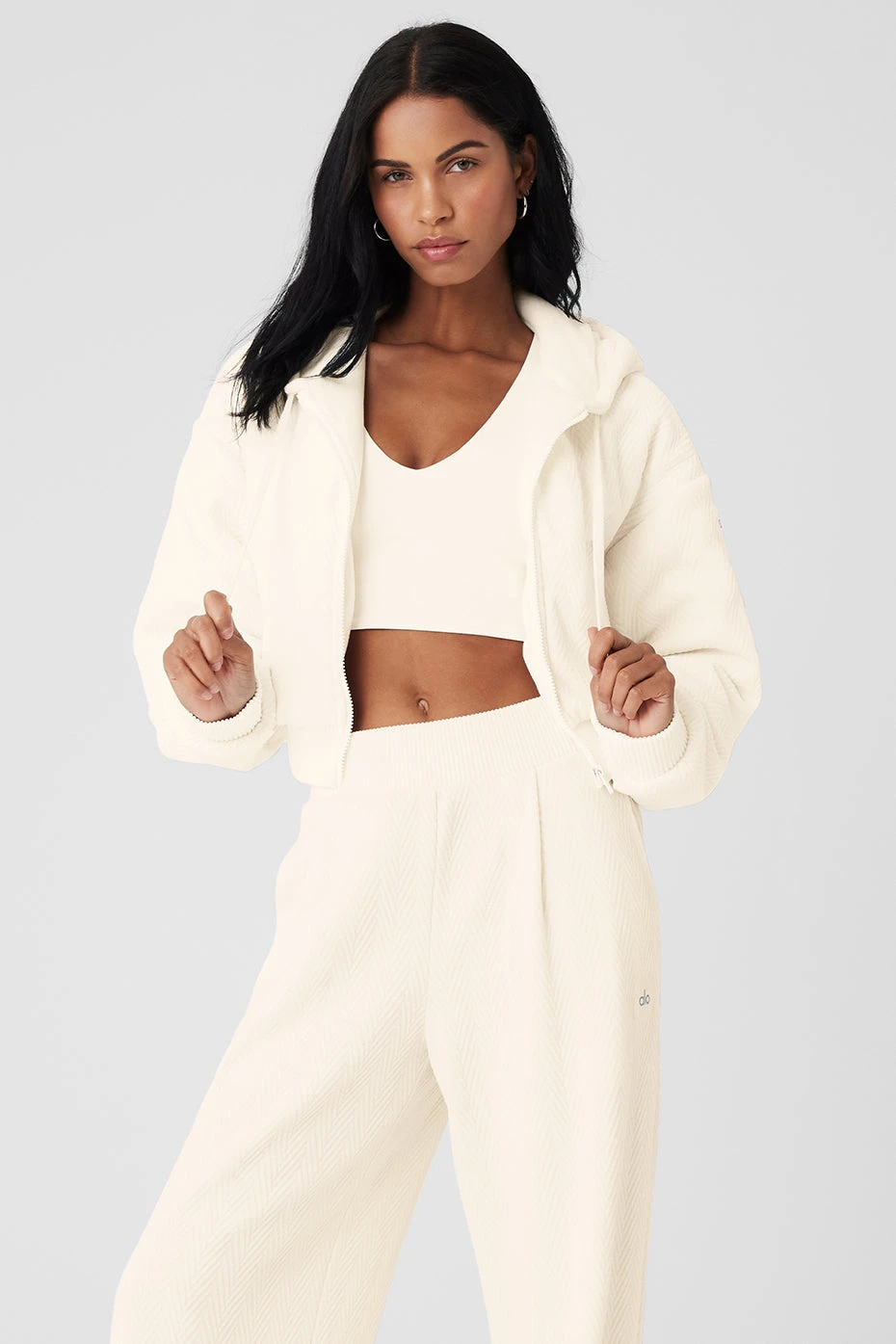 Cropped Cozy Day Full Zip Jacket - Ivory 3 Cropped Cozy Day Full Zip Jacket - Ivory