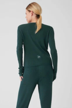 Knit Salana Cardigan - Midnight Green -Alo Yoga Shop W51262R 04570 b1 s1 a3 1 m177