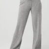 Cashmere High-Waist Jet Set Wide Leg Pant - Dove Grey Heather
