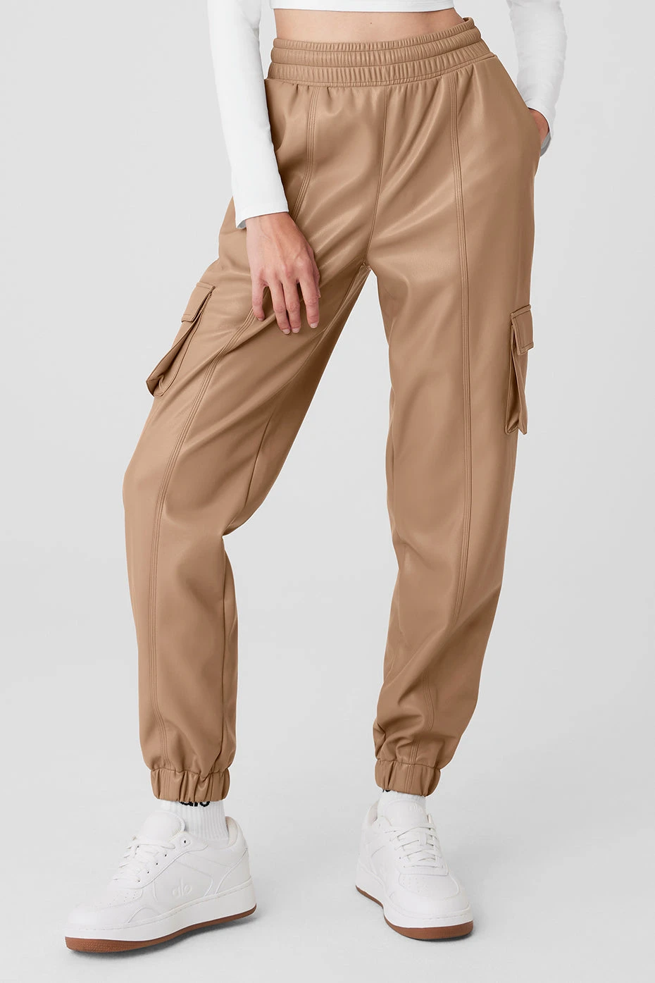 Faux Leather Power Hour Jogger - Toasted Almond 3 Faux Leather Power Hour Jogger - Toasted Almond