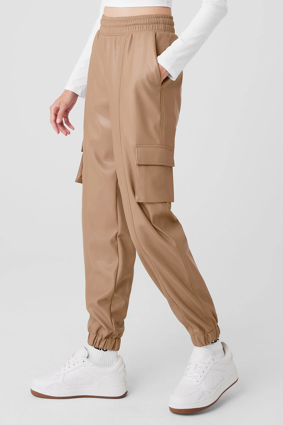 Faux Leather Power Hour Jogger - Toasted Almond 5 Faux Leather Power Hour Jogger - Toasted Almond - Image 3