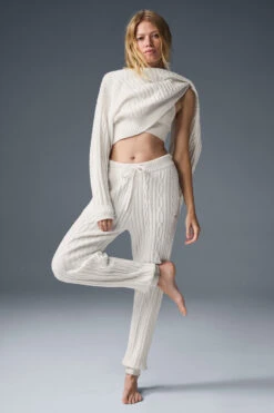 Cable Knit Winter Bliss Pant - Ivory 12 Cable Knit Winter Bliss Pant - Ivory -Alo Yoga Shop W51353R 03299 b1 s1 a5 1 m177