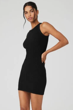 Seamless Ribbed Warm Nights Dress - Black 9 Seamless Ribbed Warm Nights Dress - Black -Alo Yoga Shop W8143R 01 b1 s1 a3 1 m18