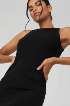 Seamless Ribbed Warm Nights Dress - Black 11 Seamless Ribbed Warm Nights Dress - Black -Alo Yoga Shop W8143R 01 b1 s1 a4 2 m18