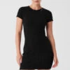 Goddess Ribbed Short Sleeve Dress - Black -Alo Yoga Shop W8201R 01 b1 s1 a1 1 m89